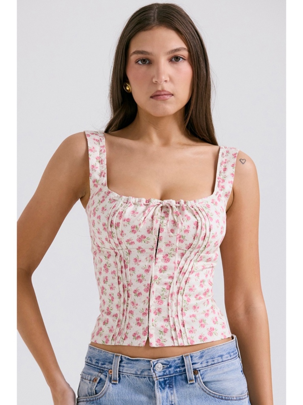 NEW House of CB Chicca Rosebud Print Top Medium with Regular Cup